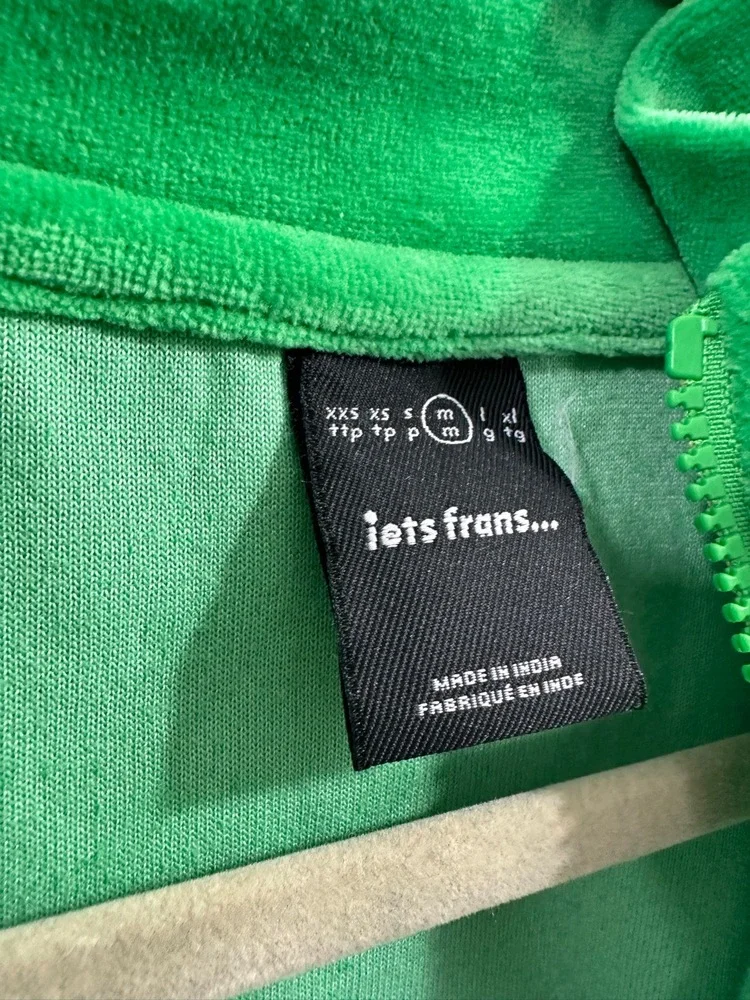 Iets Frans x Urban Outfitters Velour Jacket Woman Sz Medium Green Elastic Cuffs